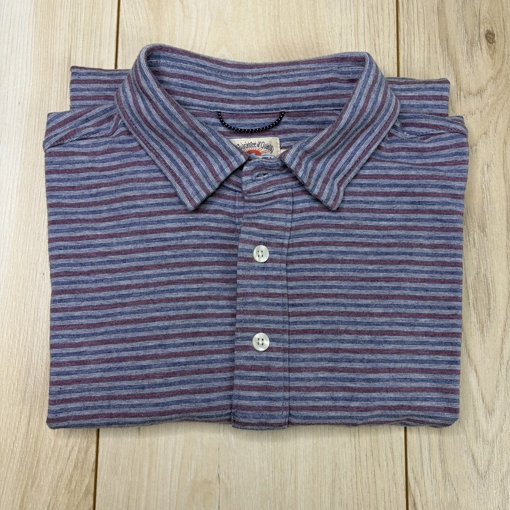 Faherty Pima Cotton Polo Striped Shirt Mens Small Pocket Logo